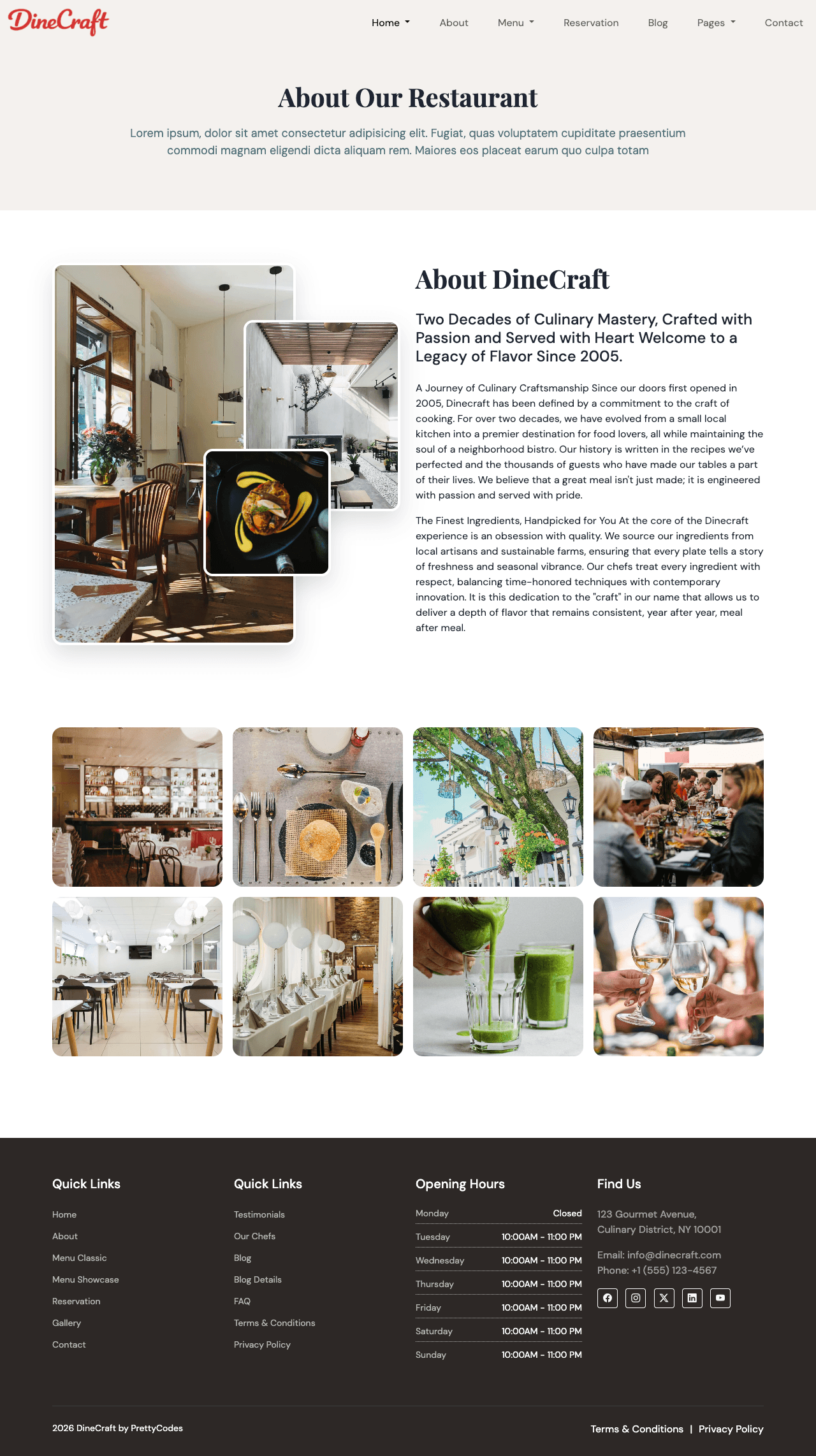 DinePro About page screenshot